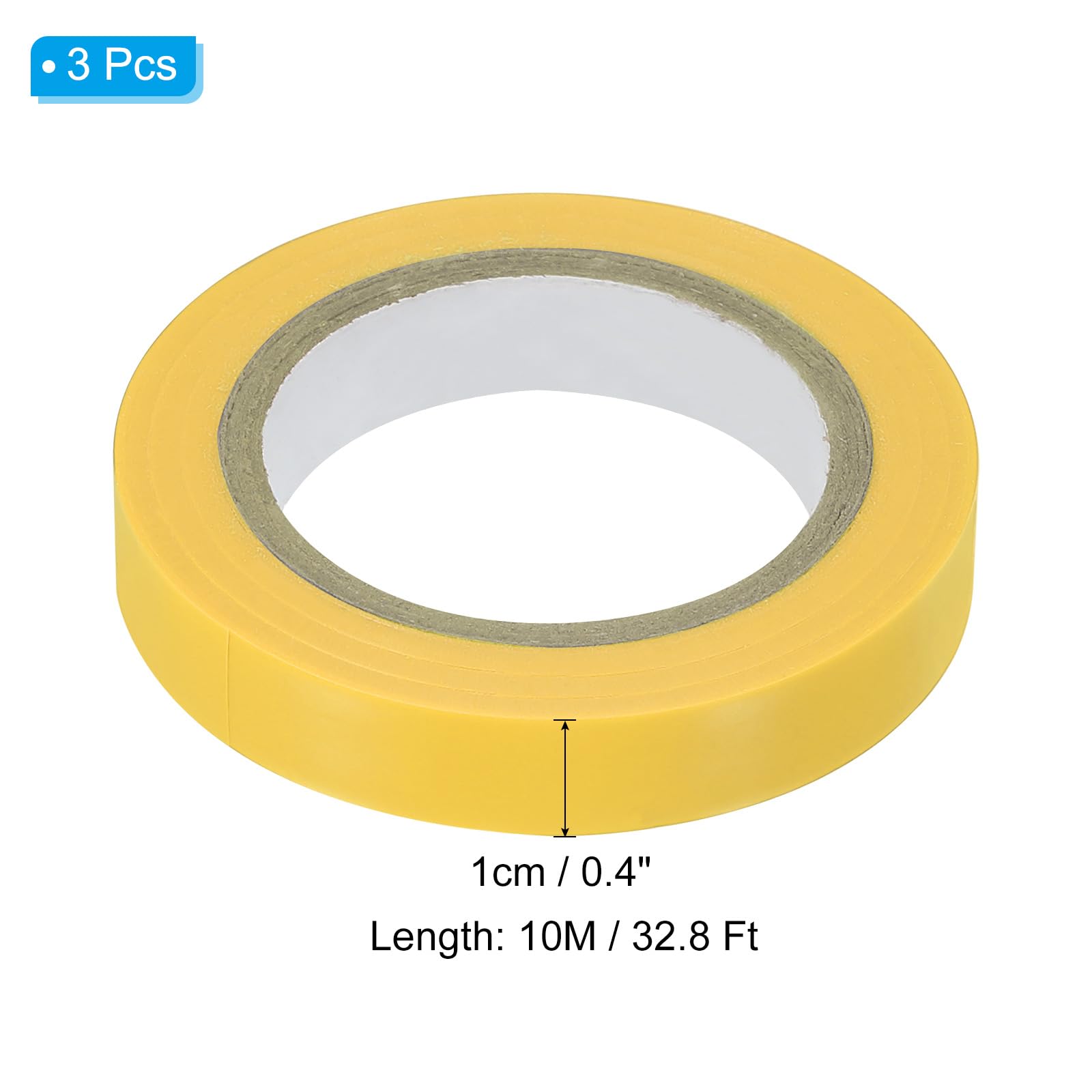 PATIKIL 32.8Ft Grip Finishing Tape, 3 Pack PVC Racquet Finishing Tapes Racket Accessories Sticky Seal for Tennis Badminton Yellow - Image 2