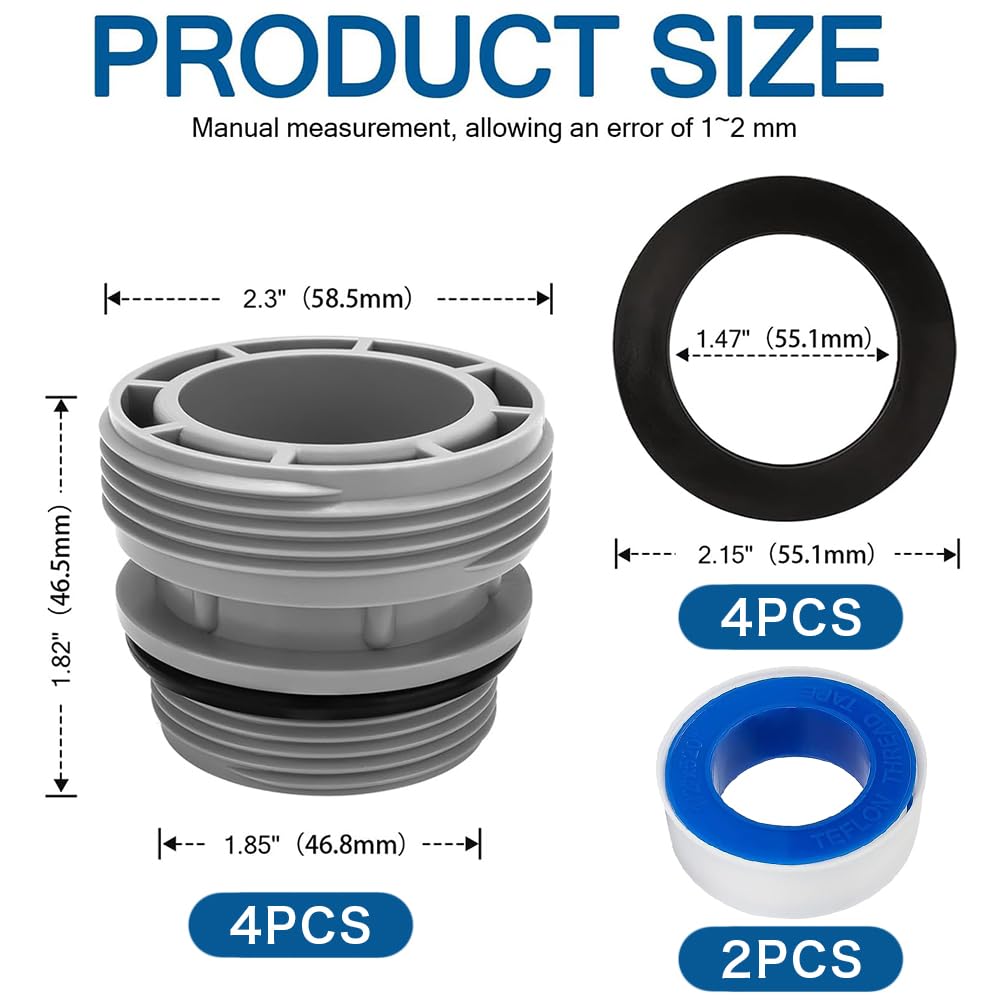 DAZZLEEX Kit De Conversion Tuyau Piscine 40 Mm à 3,8 Cm - Adaptateurs Et Joints Pour Intex Et Coleman, Lot De 2