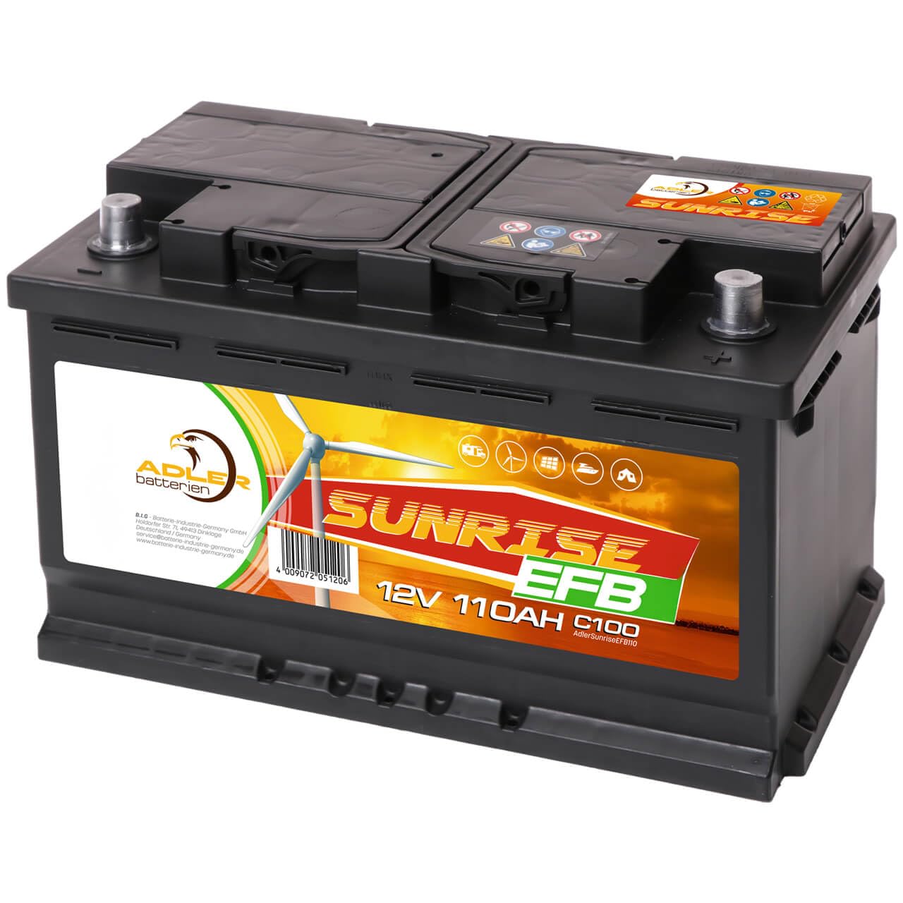 Solarbatterie 110Ah 12V Solar Akku Wohnmobil Boot Wohnwagen Camping Batterie