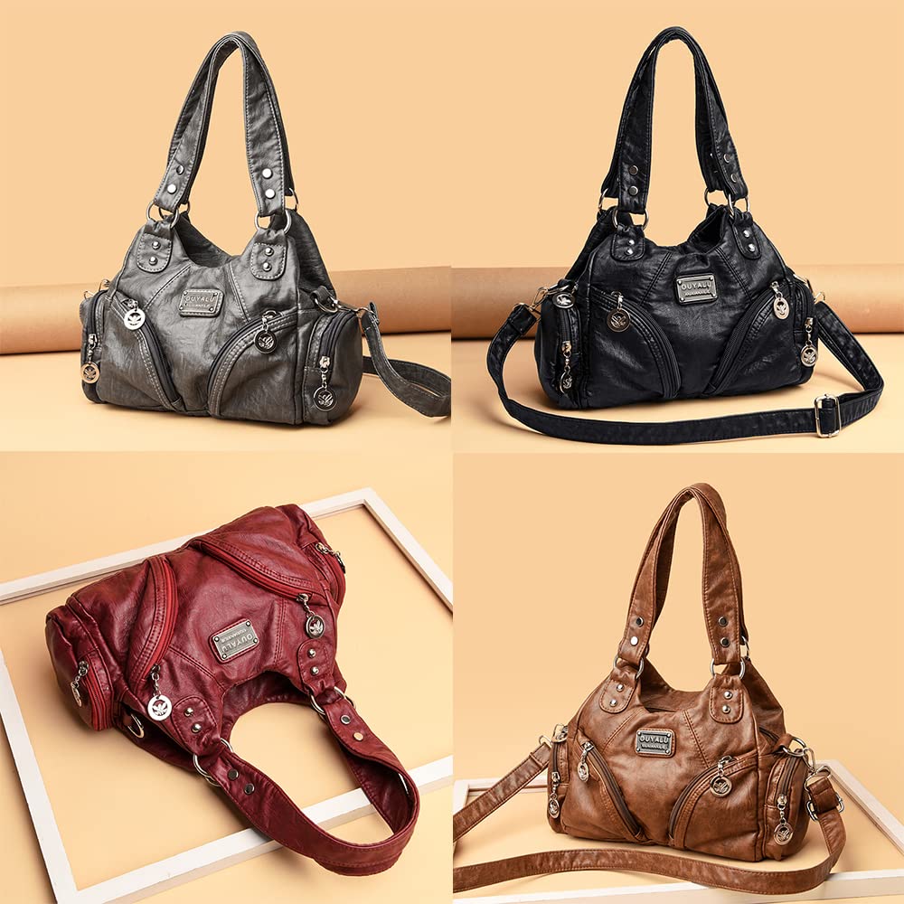 Sac à Main portés Main avec bandoulière Sac Hobo Vintage Sacs à Main portés épaule pour Femme en Cuir PU Sacoche Rétro Sac a Main élégant Sac bandoulière pour Dames Mère Brun