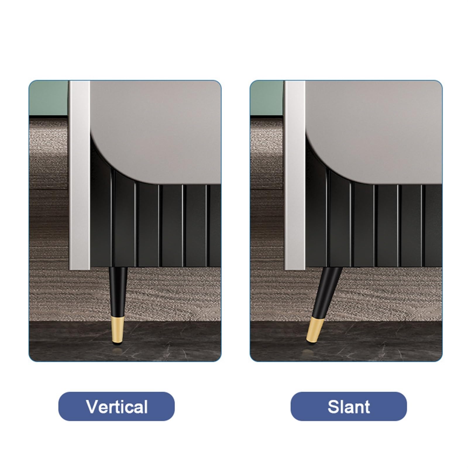 4 unids/Set de Patas cónicas oblicuas for Muebles, Patas de Metal for sofá Cama, Pata de Armario, Muebles de Mesa, herrajes de 10-30cm (Color : Gold Slant 12cm)