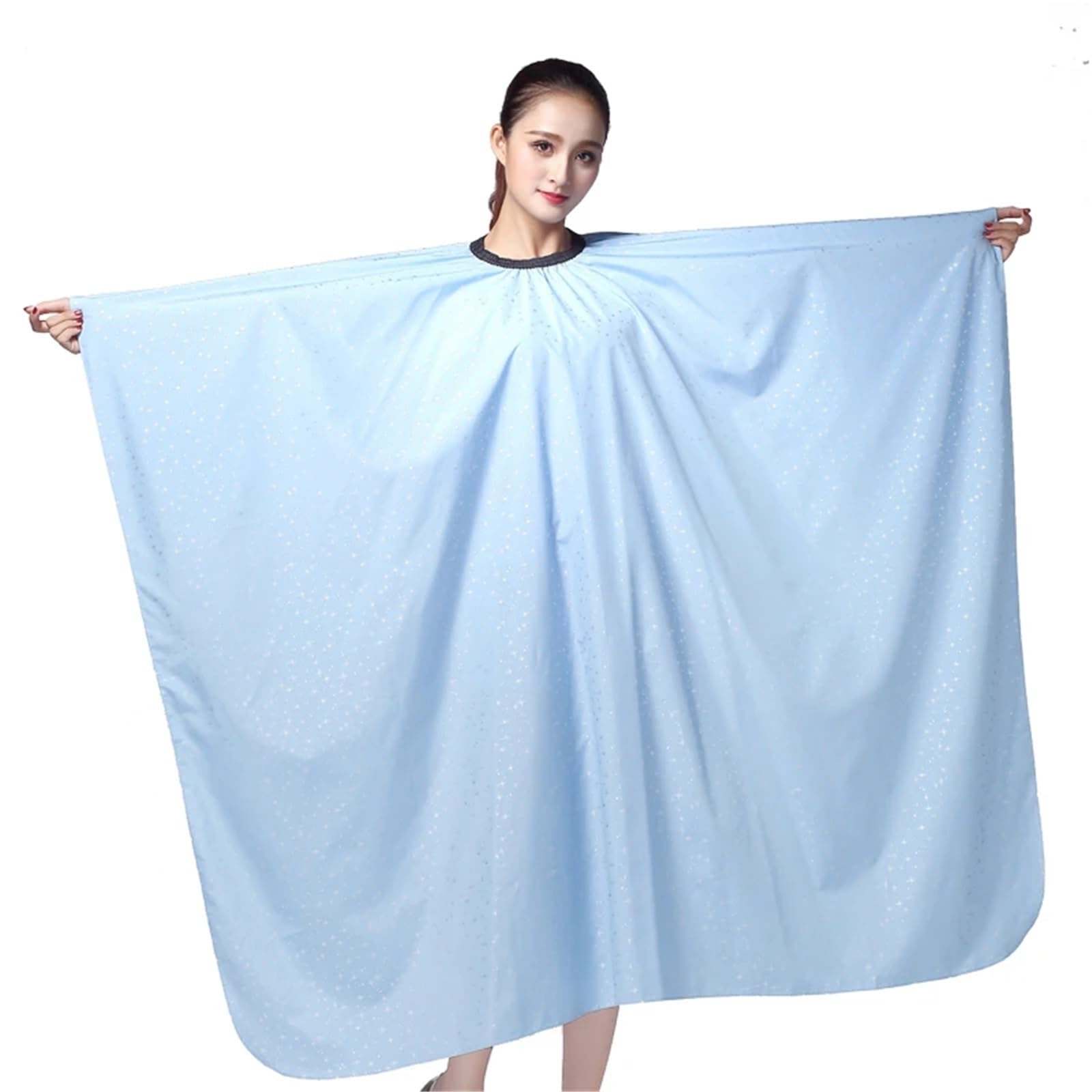 Capa Peluqueria Capa De Peluquería Profesional For Peluquero, Delantal For Colorear, Estampado De Estrellas Plateadas, Capa De Peluquería Impermeable(K042-Blue)