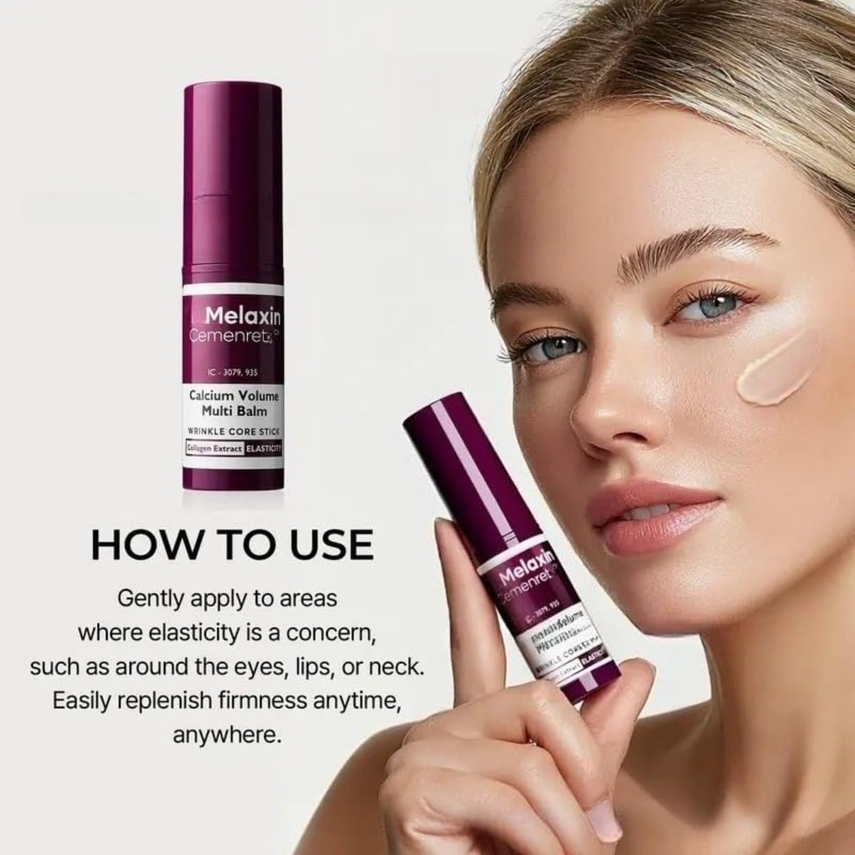 DrMelaxinn Calcium Balm Stick/Calcium Volume Multi Balm, Volumen-Faltenkernstift für Augen, Hals & Gesicht, 9 g (1PC)