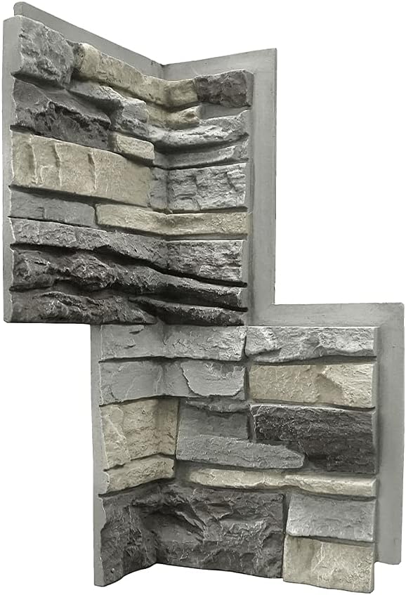 GenStone Faux Stacked Stone 90 Degree Inside Corner Panel 22.5" x 12" in Northern Slate Color for Do It Yourself Friendly Home Improvement Projects