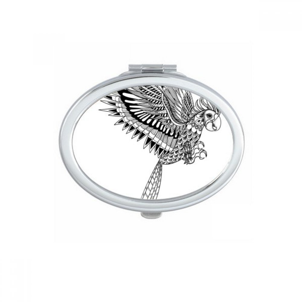 Miroir compact oiseau peinture noire portable pour retouches maquillage en voyage