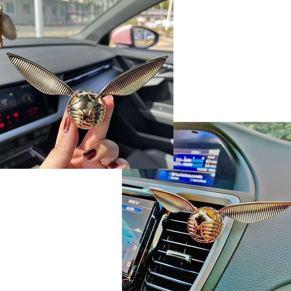 Car Fragrance Diffuser with Vent Clip in Golden elf Style Design, Automotive Air Freshener Purifier Solid Perfume for Car Home Office,2 Aromatherapy Tablets Included (Gold)