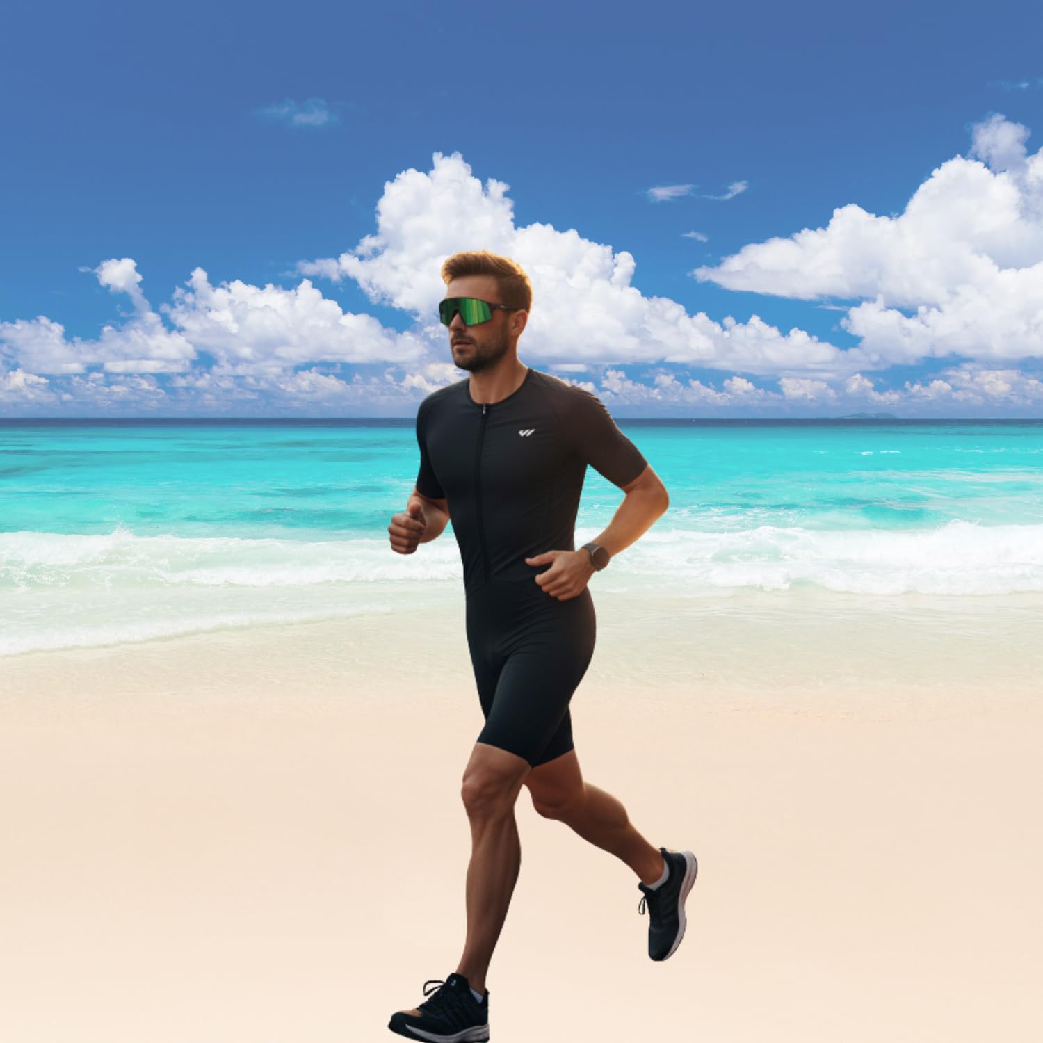 Wulibike Triathlon Anzug Herren Trisuit Kurzarm,Hohe Elastizität atmungsaktiv schnelltrocknend Tri Suits Triathlonanzug für Radfahren Laufen Rennen Training