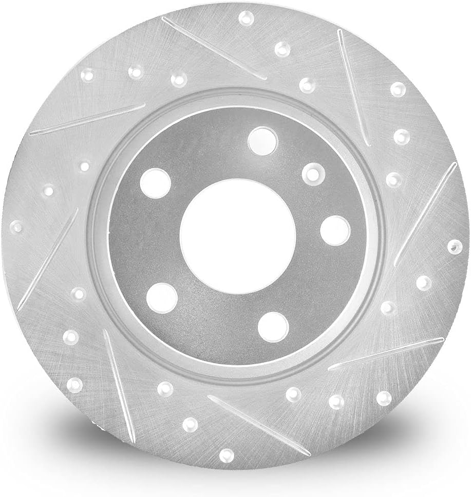 Drilled and Slotted Silver Zinc Brake Rotor 631-75042L