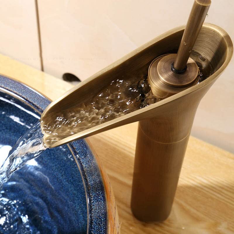 Robinet mitigeur cascade en laiton noir rotatif à 360 pour lavabo