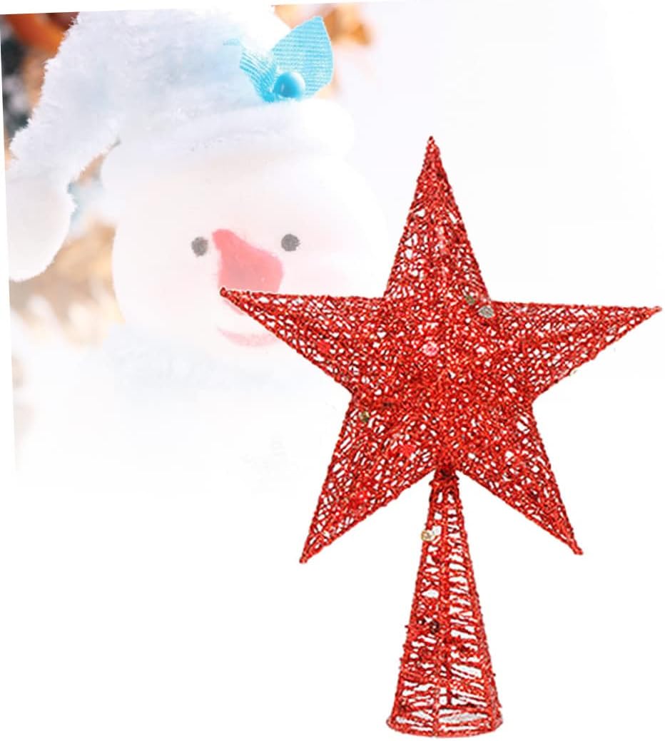 YYZKYTO Ornament Point Five Topper Christmas Ornaments Glitter Cm Wrought Glittering Decoration Iron Tree Star Toppers Supplies Home Party Holiday Treetop for Decor Gold Commemoration Day