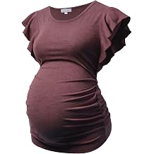 Bhome Maternity Tops Flying Shorts Sleeve Tshirt Side Ruched Pregnant Blouse Casual Pregnancy Tunic