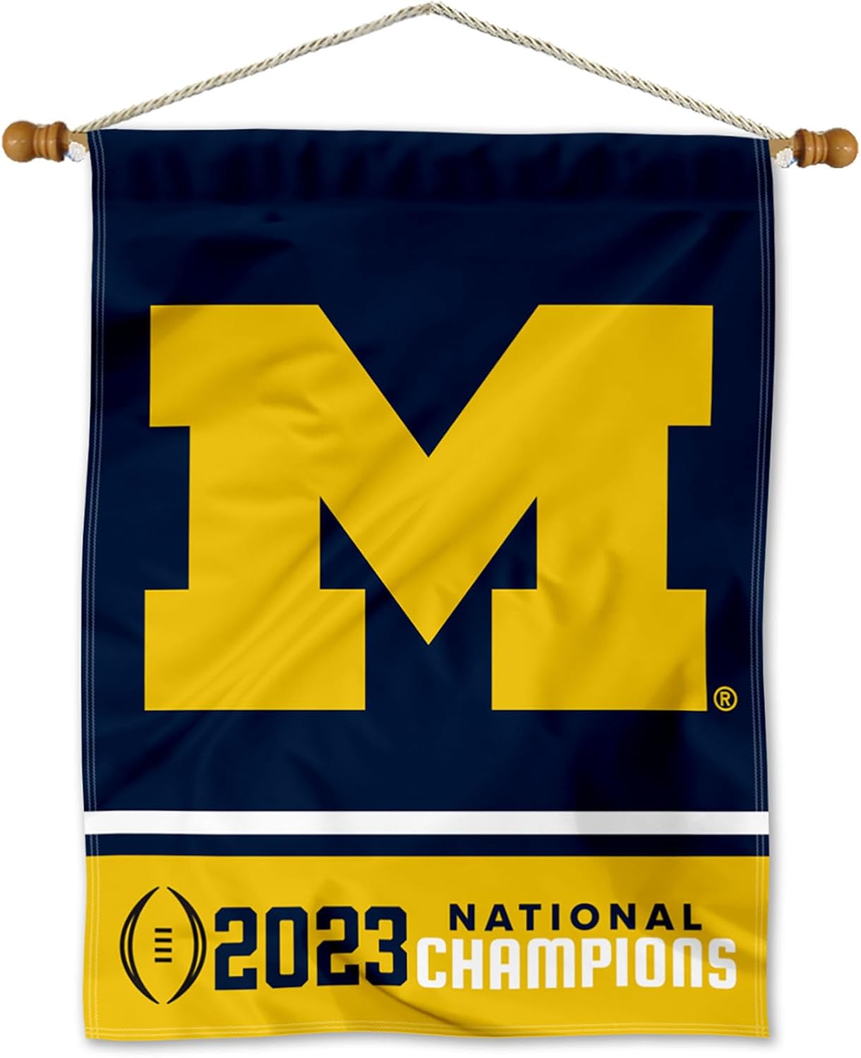 Michigan Team University Wolverines 2023 CFP Football National Champions Banner with Hanging Pole