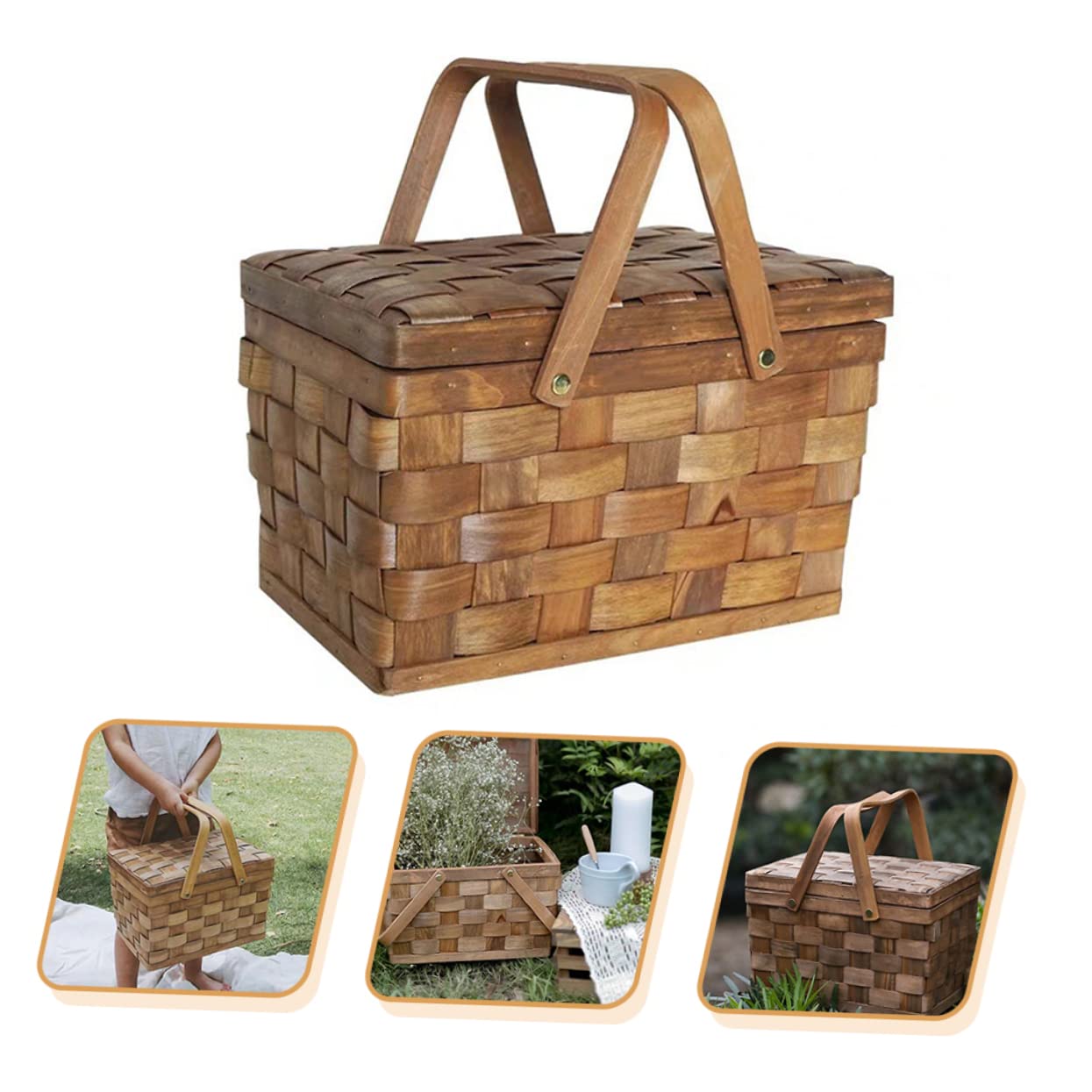 Amazon.com: Wooden Shopping Basket Vintage Picnic Basket