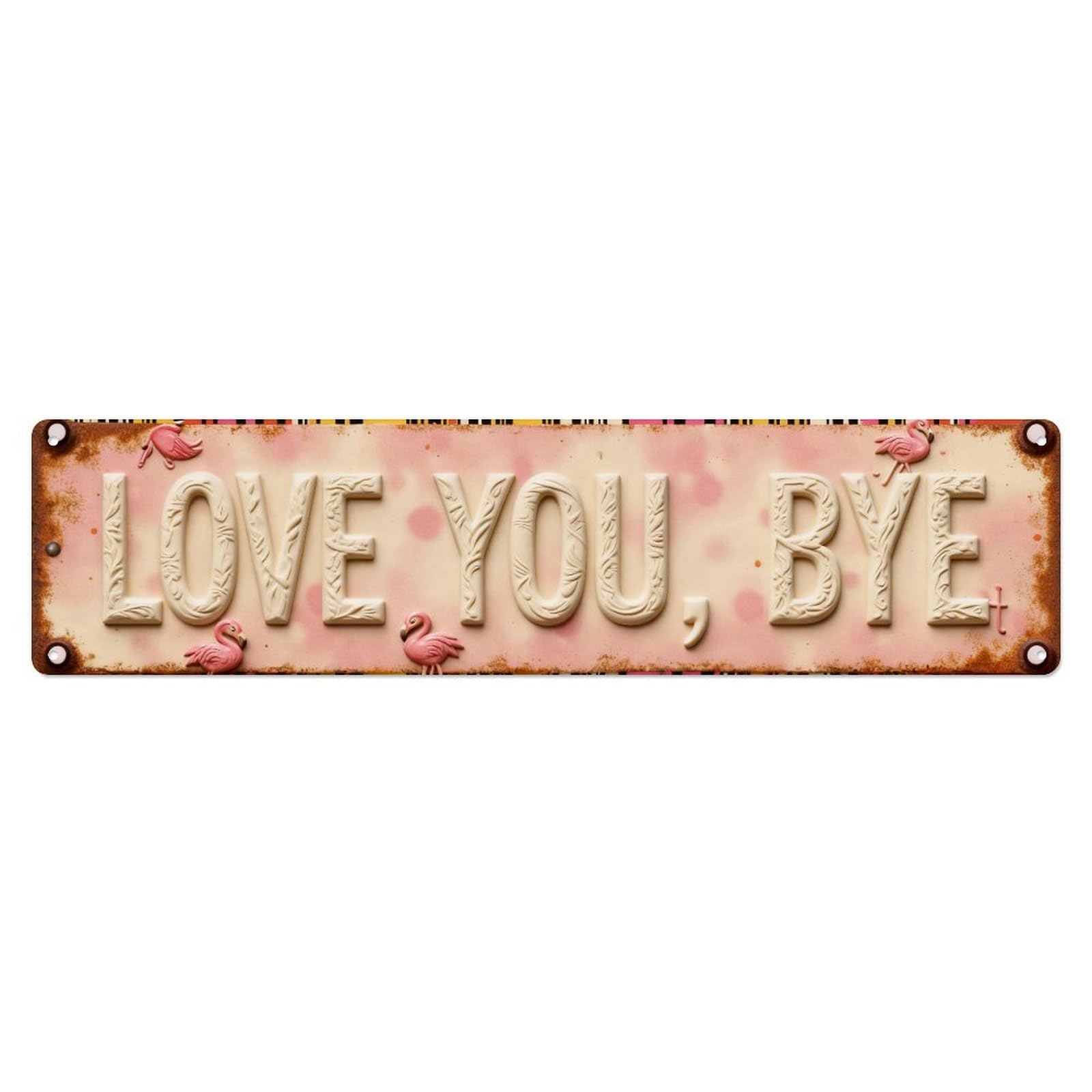 Iageret Vintage Flamingo Pink Background Pattern Metal Tin Sign Retro Wall Decor, Bar Garage Cafe Kitchen Home Wall Art Poster Decoration 4X16inches
