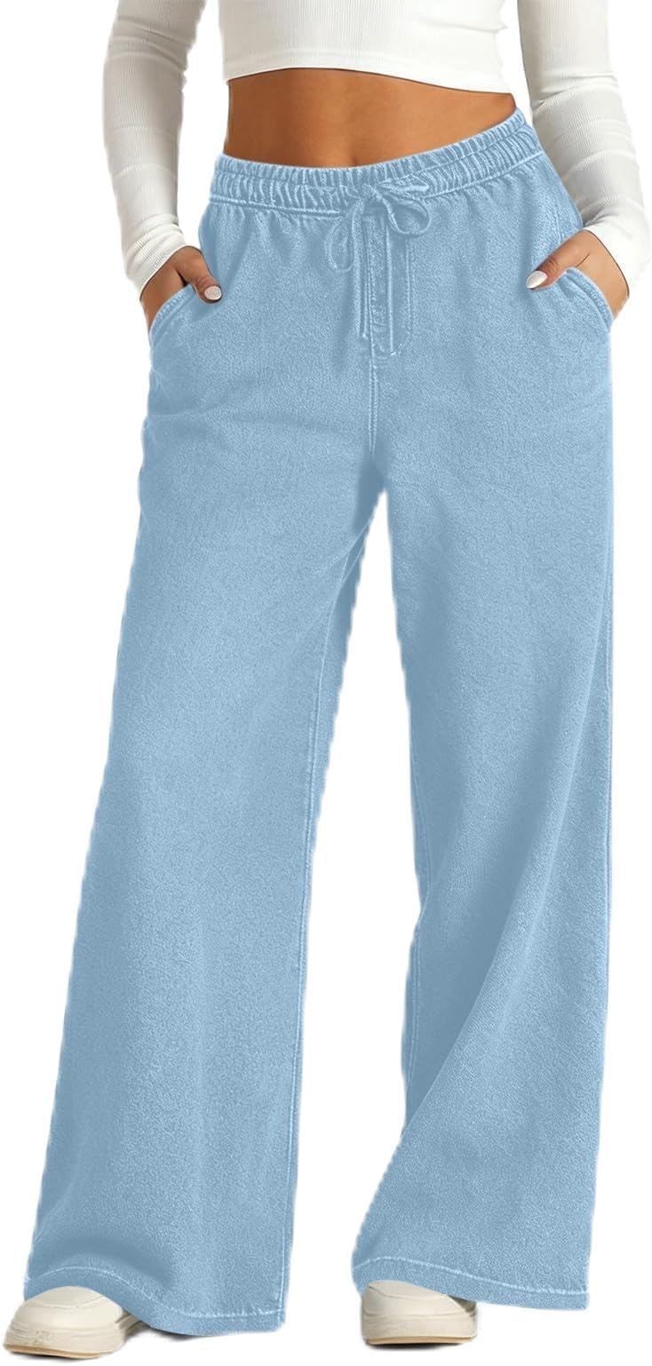Pull On Jeans for Women UK Elasticated High Waisted Drawstring Casual Baggy Going Out Fashion Trouser Wide Straight Leg Work Stretchy Denim Trousers with Pockets 2026 Boyfriend Streetwear Dailywear