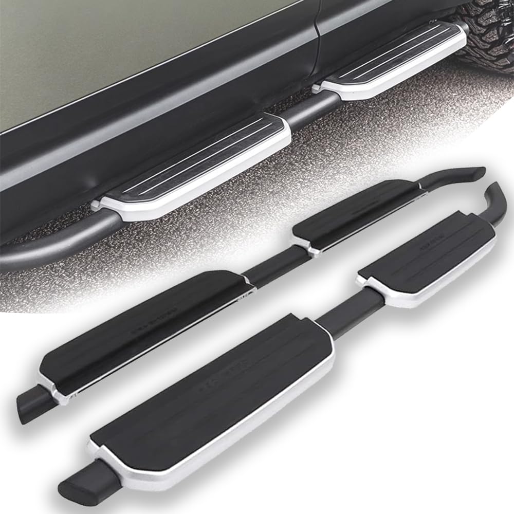 2 pedane laterali in alluminio adatte per Land Rover Defender 110 130 2020-2026 L663 pedana a 4 porte (telaio argento)
