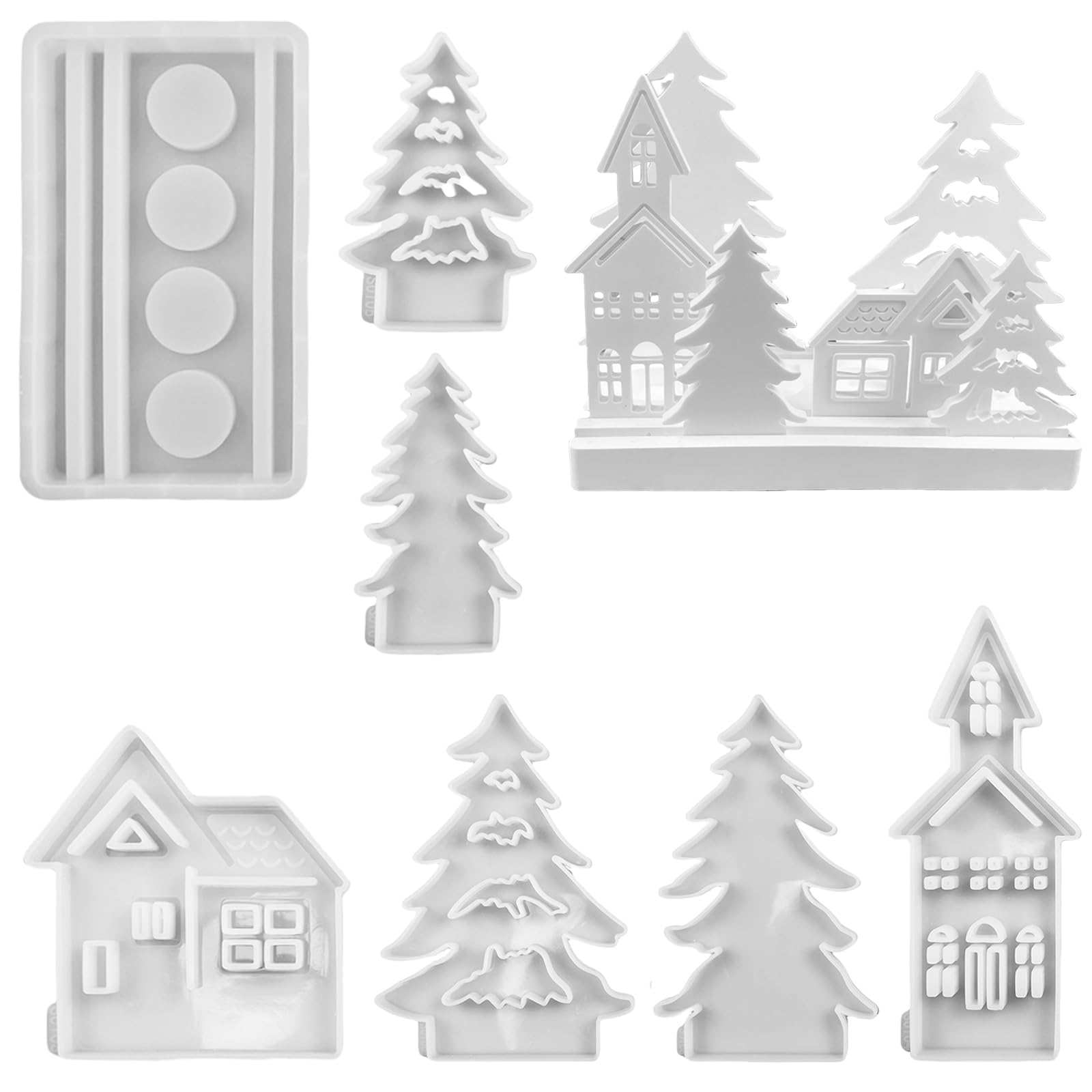 Yhplxyuus Tree Resin Molds House Shape Silicone Soap Molds Holder for Festival Decorations Silicone Tree Resin Soap House Shape Castings for Table