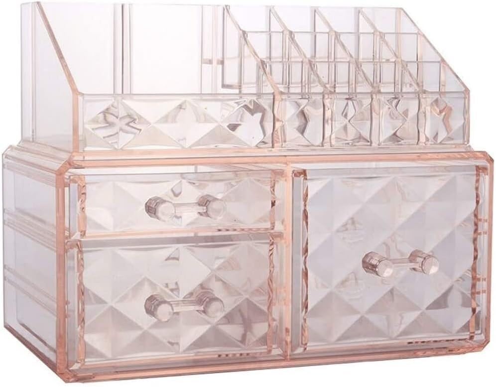 Transparent Jewelry Box with Ders, Multi-Cartment Cosmetic nizer for Engs Necklaces Bracelets, Space-Saving STO Case for Vani Desk Travel Purple 7.3x5.9x9.4in