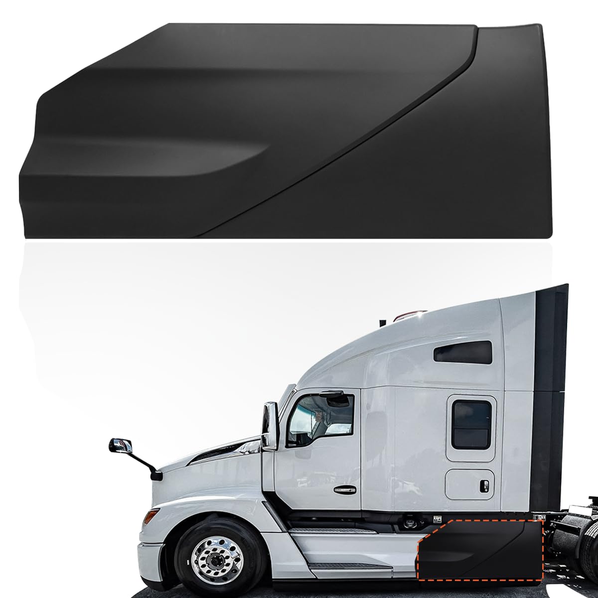 Photo 1 of Sterlix Black Rear Side Fairing Panels For Kenworth T680 Next Generation 2022+ with Mounting Bracket OE Replacement Left Driver Side Fairing Skirt Panel for T680 NEXT GEN Accessories