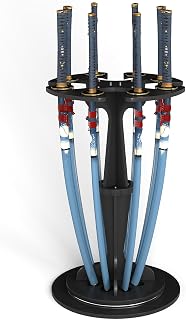 Wooden Sword Stand with 8 Slots,Rotatable Sword Holder Katana Display Stand Vertical Sword Rack