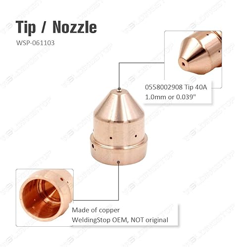 Miniatura 4 de Electrodo 0558001969 y boquilla 0558002908 punta 0.039'' 0.039 in 40A para antorcha Plasma Cutting ESAB PT-32