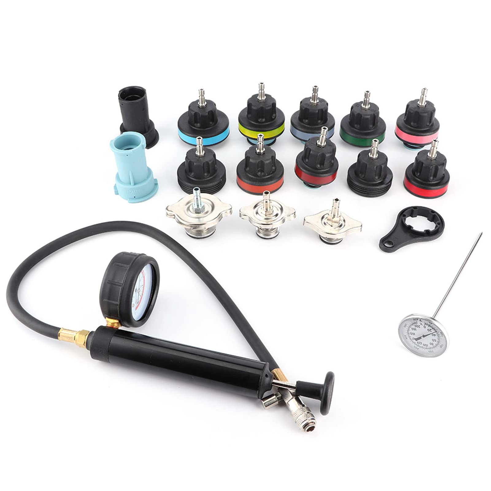 Kit de probador de sistema de refrigeración de 18pcs Kit de probador de radiador detector de fugas de agua para mantenimiento del coche