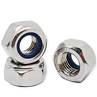 Vista 8 de 2 tuercas de bloqueo de nailon M20x1.0.197 in, tuercas hexagonales de rosca fina, kit surtido de tuercas de bloqueo de acero inoxidable 304