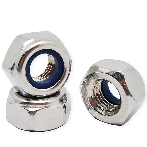 Vista 8 de 2 tuercas de bloqueo de nailon M20x1.0.197 in, tuercas hexagonales de rosca fina, kit surtido de tuercas de bloqueo de acero inoxidable 304