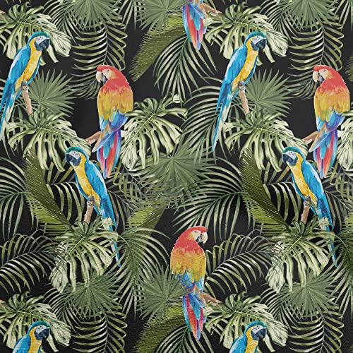 oneOone Cotton Flex Dark Green Fabric Tropical Leaf Fabric for Sewing Printed Craft Fabric By The Yard 40 Inch Wide