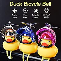 Vista 6 de wonuu Adornos de pato de goma para automóvil, decoración de tablero de instrumentos de pato amarillo, cuernos de bicicleta de pato con casco