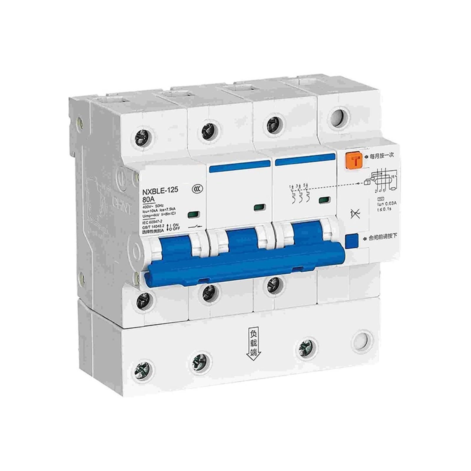 Disjoncteur différentiel NXBLE-125 triphasé 3P C80 75mA tableau électrique - 2