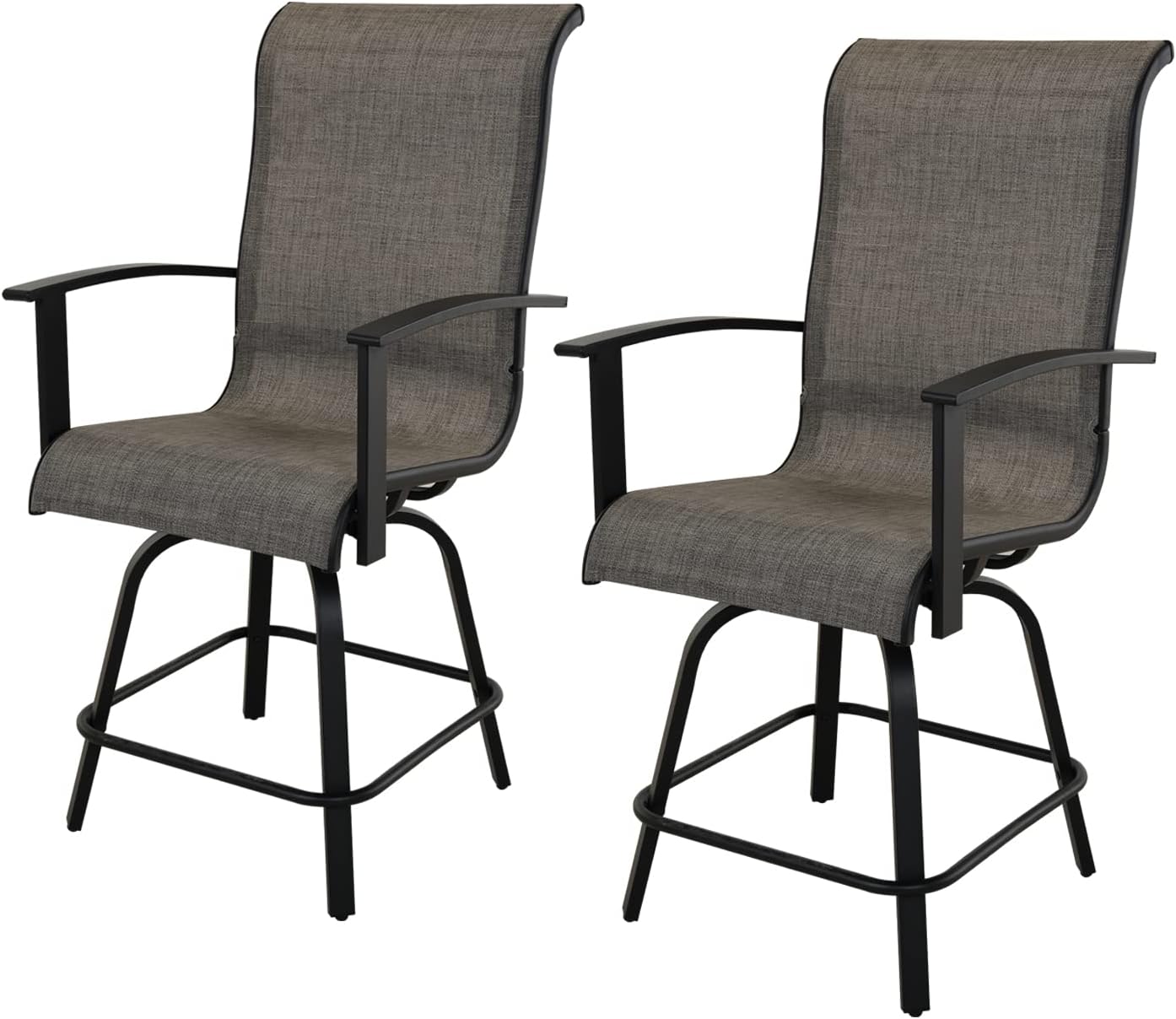Grand patio Outdoor Counter Height Patio Stools Set of 2, Swivel Bar Chairs for