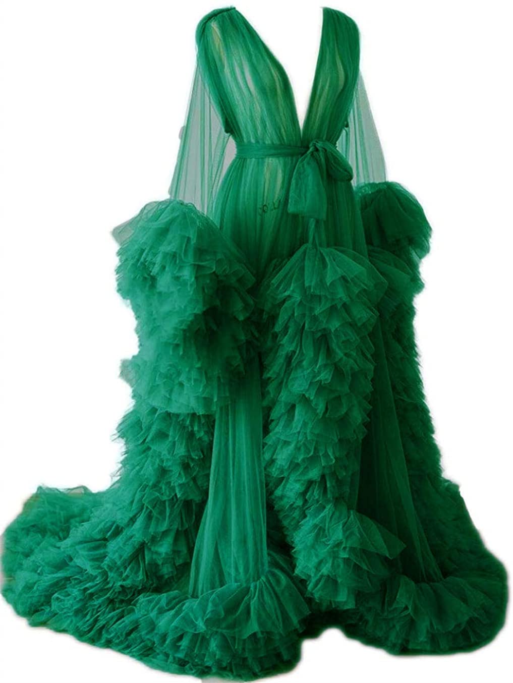 Dressing Gown for Maternity Photoshoot Perspective Sheer Long Robe Puffy Tulle Robe Sheer — view 26