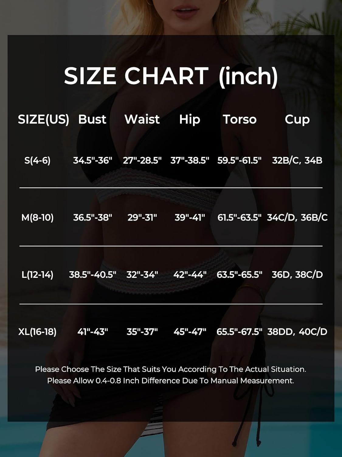 SUUKSESS Womens High Waisted Bikini Sets with Skirt Sexy Color Block Swimsuits - Image 7