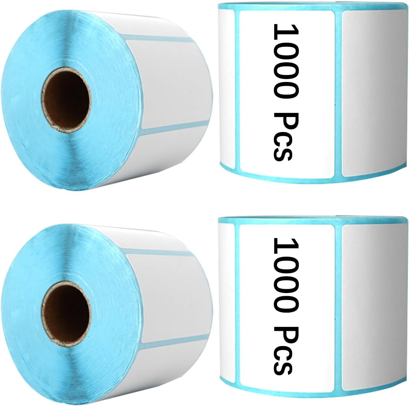 ECVV 4 Rolls 50mm x 30mm 1000 Labels/Roll Printable Direct Thermal Labels, Self Adhesive Stickers Label, Paper Barcode Address Shipping Mailing Postage Blank
