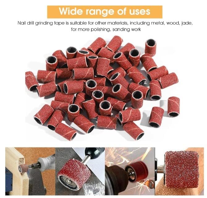 Bolt Bee Sanding Bands for Nail Drills with Mandrel Nail Drill Bits |100 Pieces Nail Sanding Bands For Manicure,Pedicure | Professional Remove Gel Acrylic Cuticle Nail File Bit Tools for Home,Salon 4