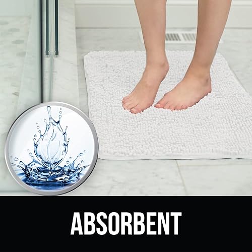 Miniatura 6 de KANGAROO Alfombras de baño, alfombra de baño de chenilla suave y absorbente, alfombrilla de ducha peluda, alfombra de baño de secado rápido lavable