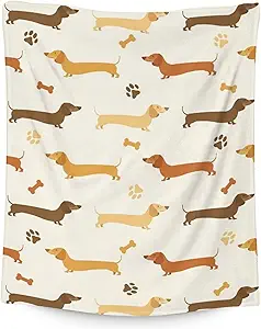 Dachshund Throw Blanket for Teen - 50x60 Inches Throw Size - Soft Fluffy Cozy Blankets Gift - Beige Cute Blanket Throws for Living Room Decorative