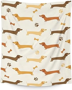 Dachshund Throw Blanket for Teen - 50x60 Inches Throw Size - Soft Fluffy Cozy Blankets Gift - Beige Cute Blanket Throws for Living Room Decorative