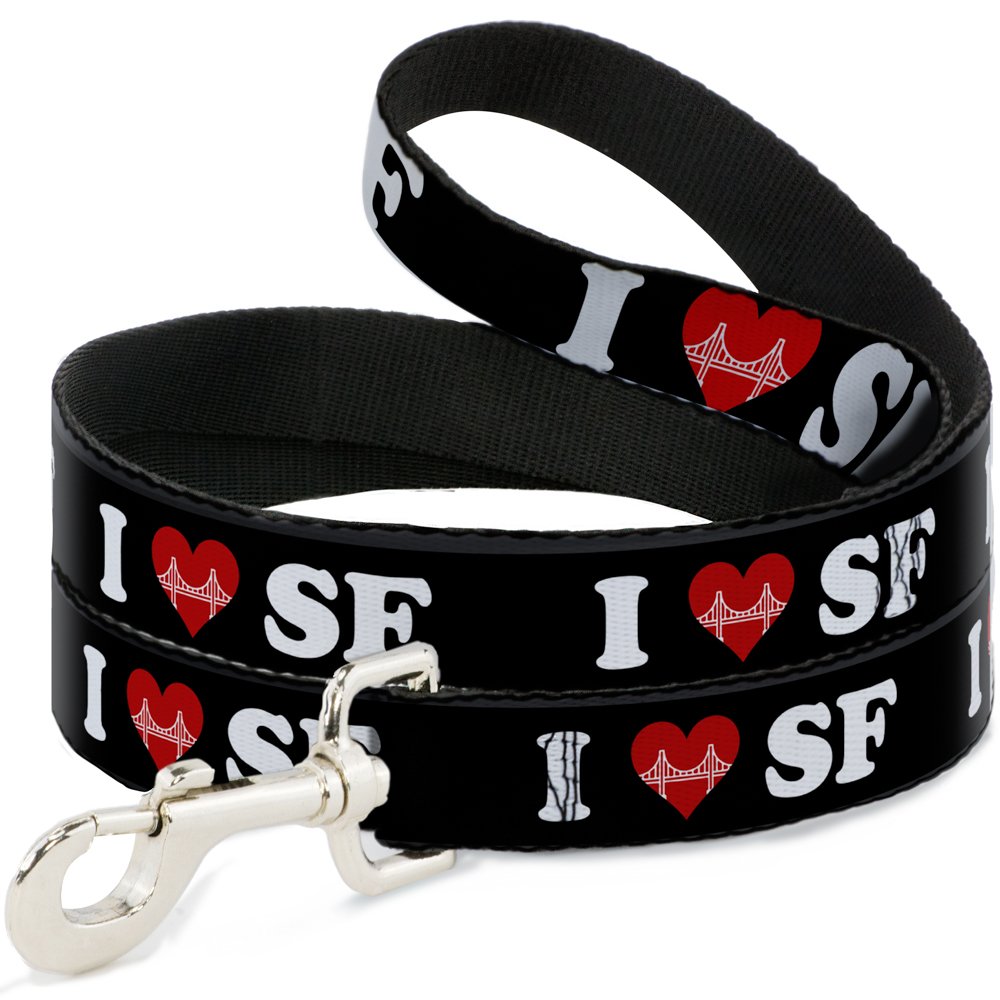 Laisse pour animal Buckle Down I Heart Pont SF laisse longue 1.8m rouge