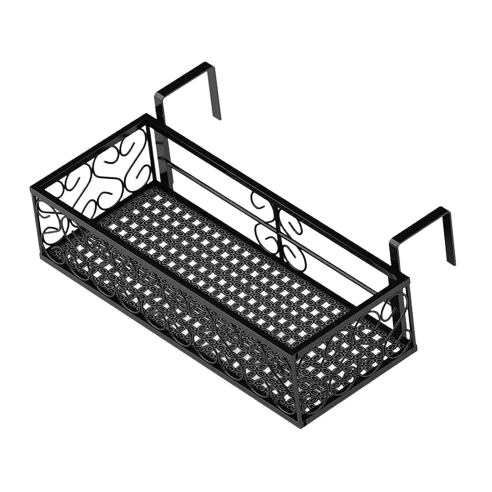 Support suspendu pour jardinière, étagère et panier en fer, 80 cm, pour terrasse, clôture jardin, Noir, 50 cm