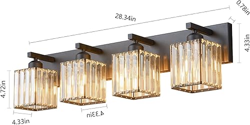 Miniatura 5 de FDPBY Moderna lámpara de tocador de baño 4 luces moderna de cristal negro para pared de baño