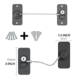 Refrigerator Lock with Key, Fridge Locks,Lock for Fridge Freezer, Cabinets and Drawers, Air Oven Air Fryer, Closets, Windows, 2 Pack Refrigerator Lock with 4 Keys (Black-Mini)