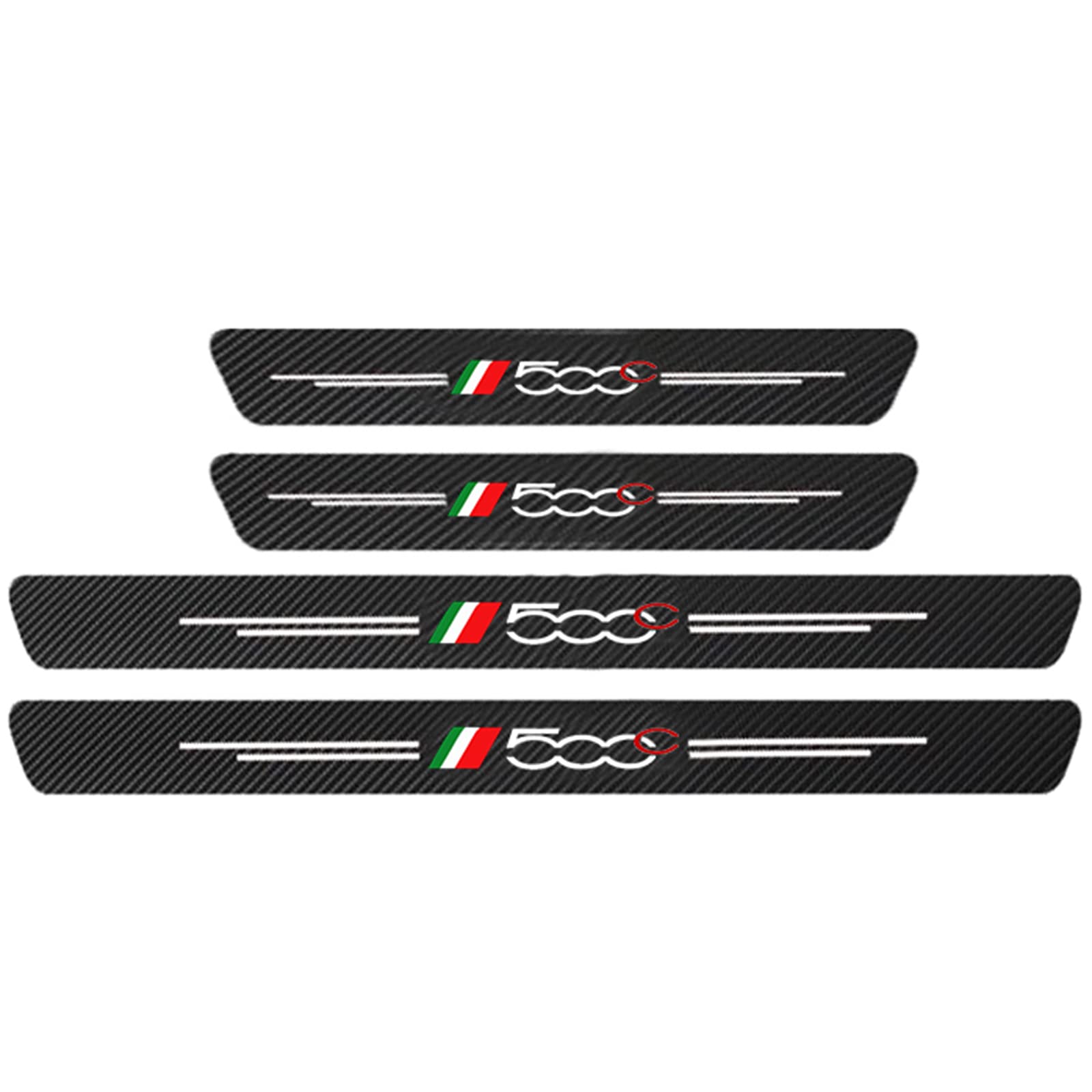 Eagleg 500C 4Pcs Car Door Sill Guard Protector Scuff Kick Plate For Fi-At 500 500X 500L Panda Bravo Punto Tipo Stilo, Carbon Fiber Step Pedal Stickers With Logo Insignia Auto Accessories,
