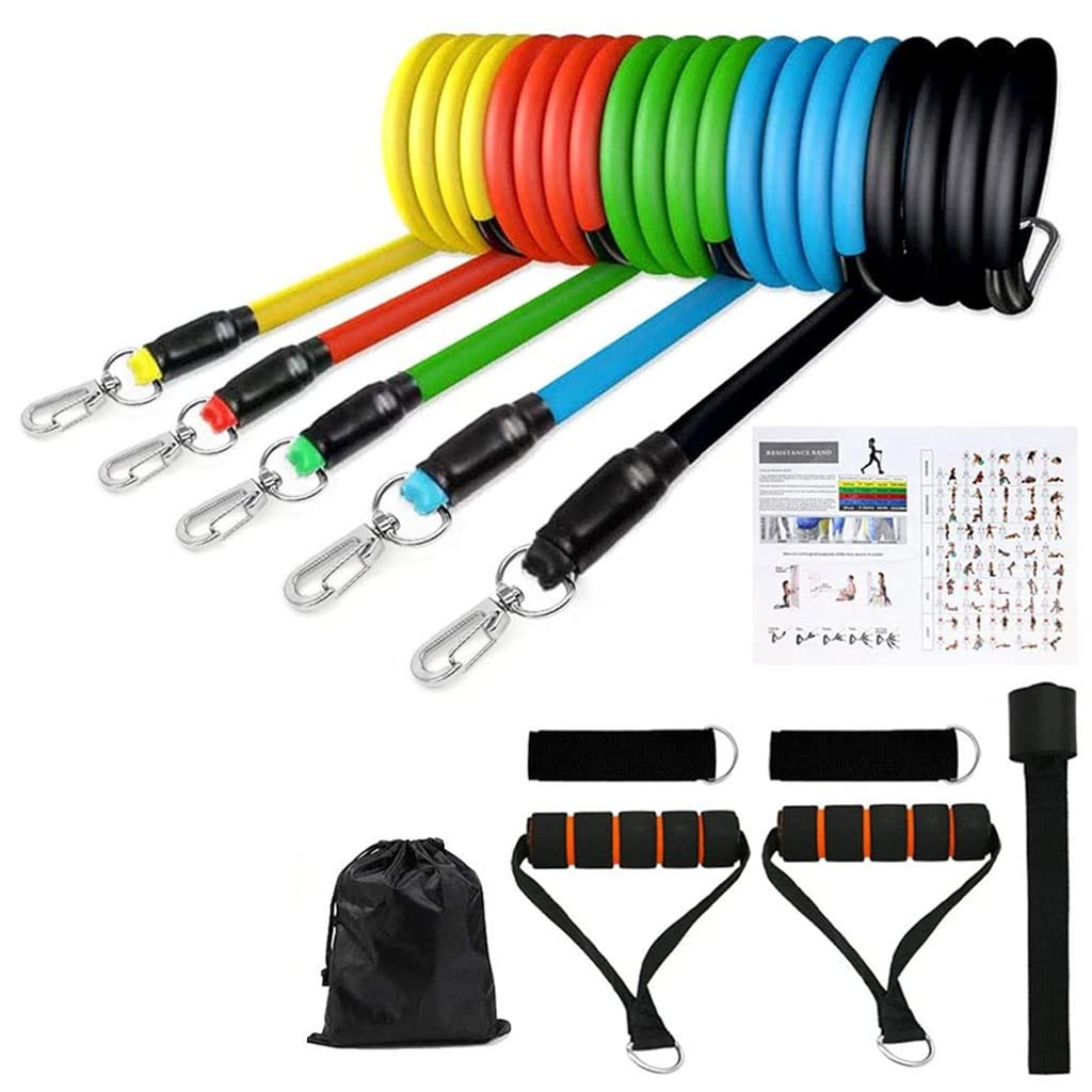 WorkoutsResistance Bands Set Exercise Bands with Door Anchor Legs Ankle Straps for Resistance Training Home Workouts A One
