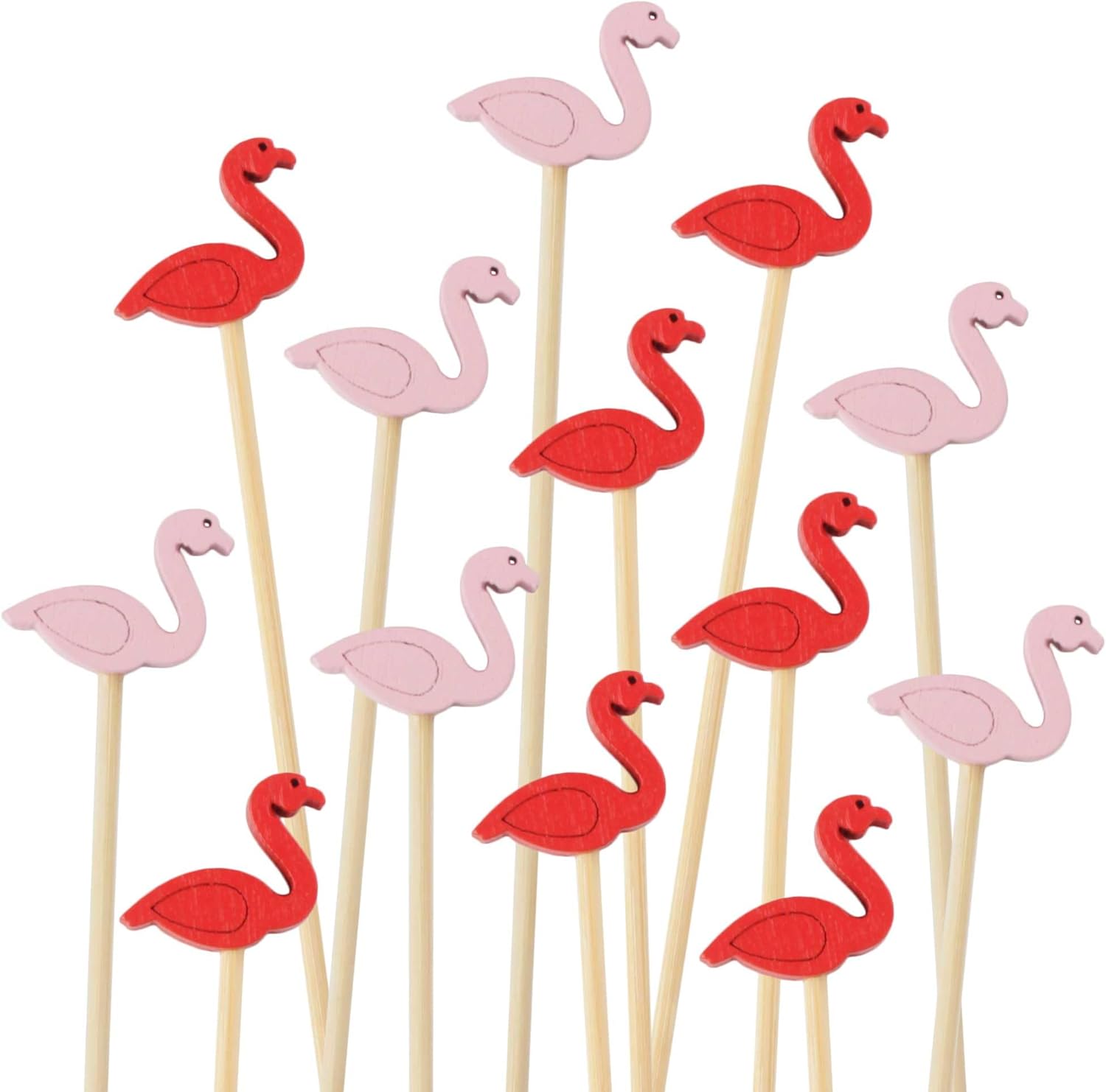 BambooMN 4.7" Colorful Flamingo Cocktail Picks for Drinks and Food, Decorative Toothpicks for Hotel, Restaurant, Catering Events, 1000 Pieces