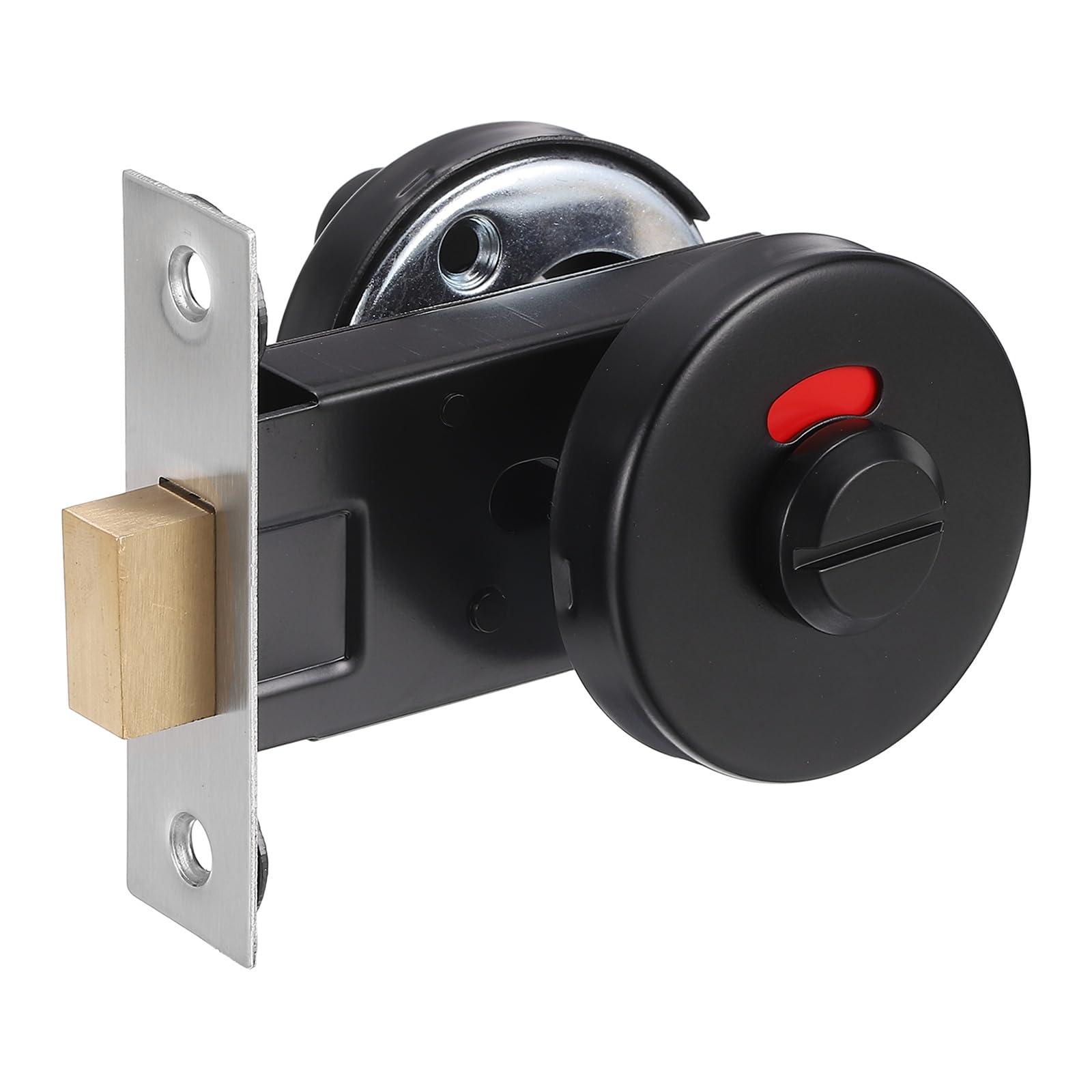PATIKIL Vacant Occupied Bathroom Lock Deadbolt, (2 Inch, Black) (1 Set), Non-Key Deadbolt Lock Rotation Indicator Door Latch, Suit for - Showers/Public Restroom/Fitting Room