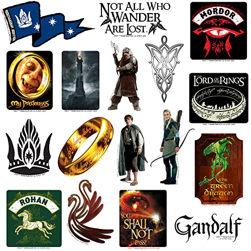 The Lord of The Rings 100ct Vinyl Large Deluxe Stickers Variety Pack – Officially Licensed Middle-Earth Designs – Gandalf, Frodo, One Ring & Icons – Laptop, Water Bottle, Scrapbooking, Indoor/Outdoor
