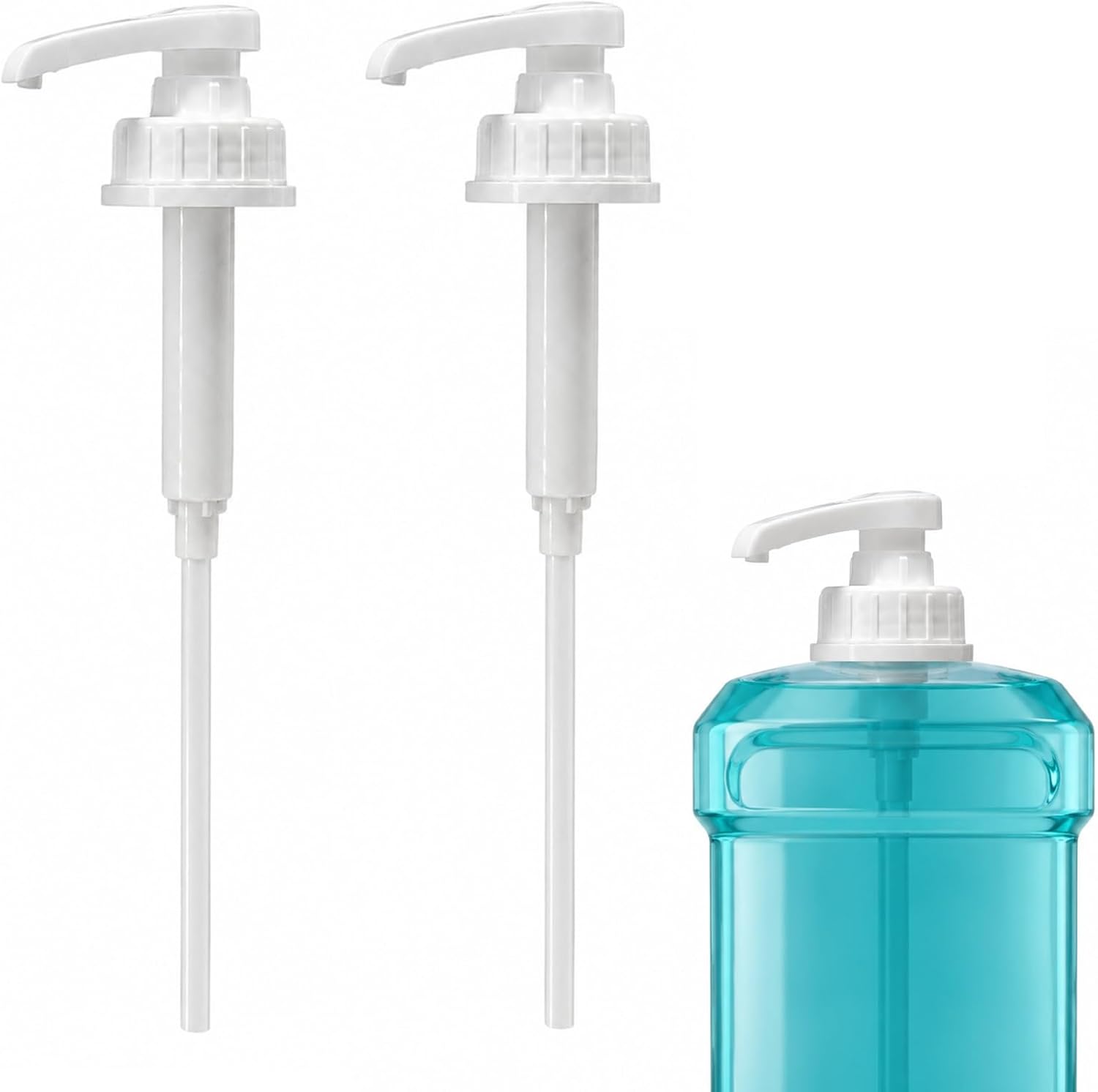 Dispenser Pump Compatible with Listerine 1L & 1.5L Mouthwash Bottles, Thread Hand Press Oral Rinse Pump Dispenser, Cuttable Dip Tube, BPA‑Free Replacement Pump Head Only