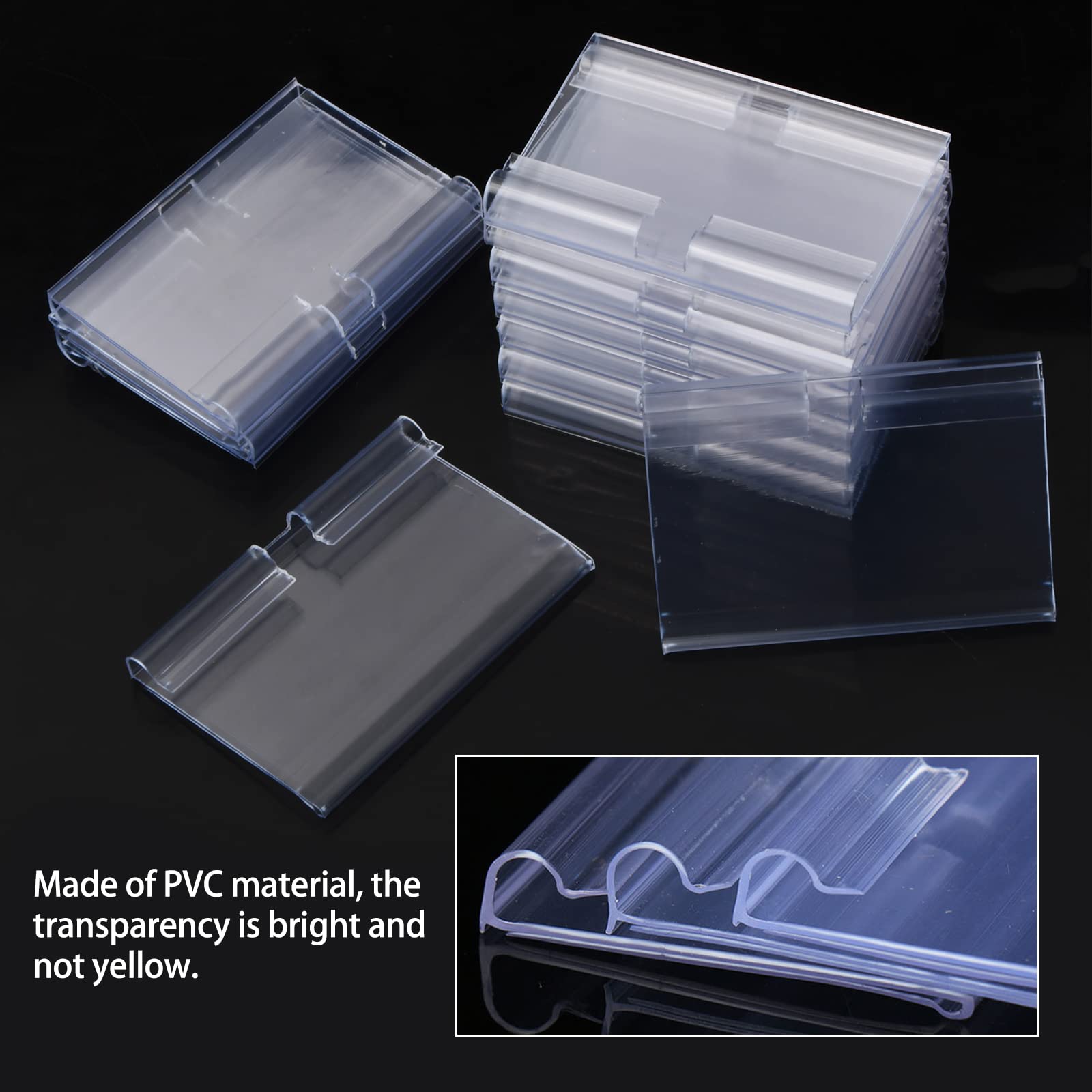 60 Pezzi Porta Prezzi Scaffali Plastica, Clip Etichette per Cestini